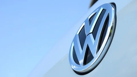Closeup on a hidden reverse parking camera on a Volkswagen car Stock Footage 92407316