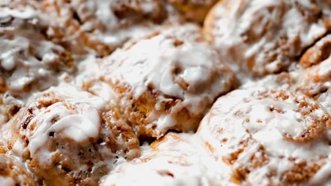 Closeup of Homemade Cinnamon rolls Stock Footage 304198687