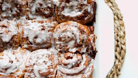 Closeup of Homemade Cinnamon rolls Stock Footage 304198714