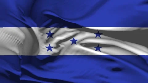 Closeup Honduras Flag Wave Loop waving in wind Realistic Honduras Flag backg Stock Footage 321809007