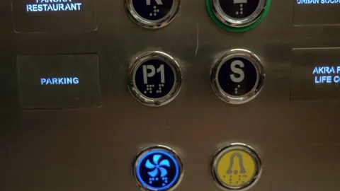 A closeup of hotel elevator buttons 스톡 동영상 93548092