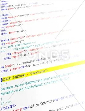 Closeup of html code Stock Illustration