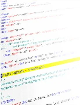 Closeup of html code Stock Illustration