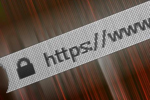 Closeup of Http Address in Web Browser in Shades of red Foto stock