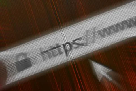 Closeup of Http Address in Web Browser in Shades of red Foto stock