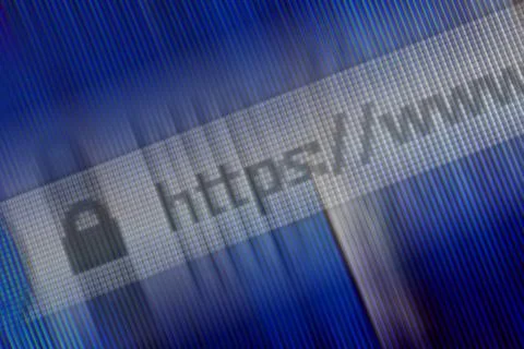 Closeup of Http Address in Web Browser in Shades of Blue 스톡 사진