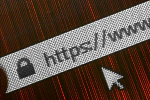Closeup of Http Address in Web Browser in Shades of red Foto stock