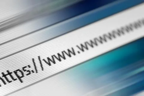 Closeup of Http Address in Web Browser in Shades of Blue  스톡 사진