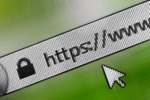 Closeup of Http Address in Web Browser in Shades of green  스톡 사진
