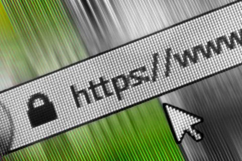 Closeup of Http Address in Web Browser in Shades of green  스톡 사진