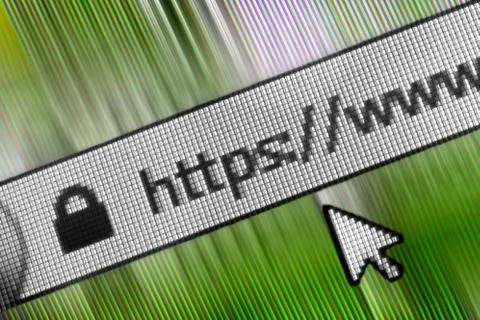 Closeup of Http Address in Web Browser in Shades of green  Foto stock
