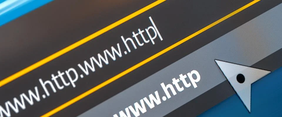 Closeup of Http Address in Web Browser in Shades of Blue  Foto stock
