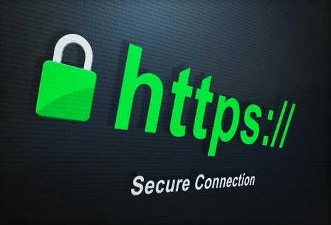 Closeup, https and secure connection for a website, internet search and screen 스톡 일러스트
