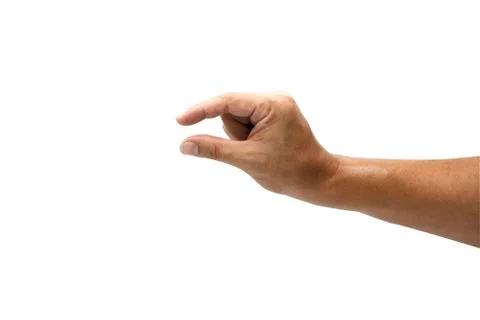 Closeup of human hand for estimate quantity or volume symbol . Stock Photos