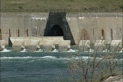 Closeup of Hydropower Dam Stock Footage 93796015