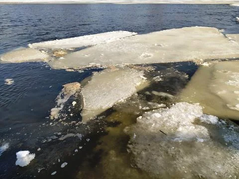 Closeup Ice on the river in the spring Stock Photos