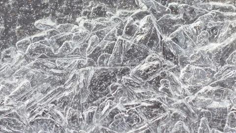 Closeup, ice texture with many cracks, slow motion, natural natural background Stock Footage 163714889