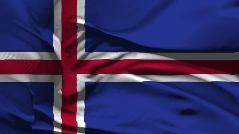 Closeup Iceland Flag Wave Loop waving in wind Realistic Iceland Flag backgro Video stock 321939536