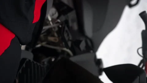 A CloseUp Image Featuring the Intricate Components of a Snowmobile Engine Stock Footage 314044717