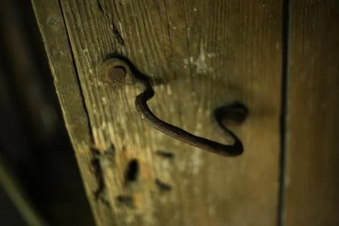 Closeup image of old rustic door handle Foto stock
