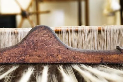 Closeup image of an old weaving Loom Stock Photos
