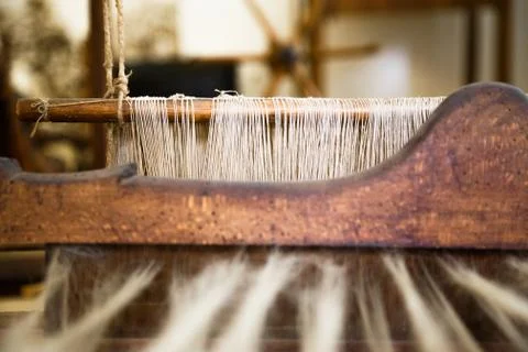 Closeup image of an old weaving Loom Stock-Fotos