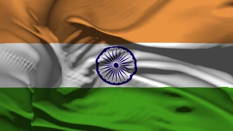 Closeup India Flag Wave Loop waving in wind Realistic India Flag background Stock Footage 321939529