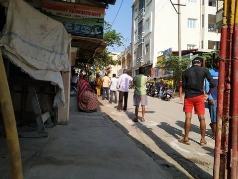 Closeup of Indian Peoples Standing in a Queue for a Mutton during Ugadi Fes.. Stock Photos