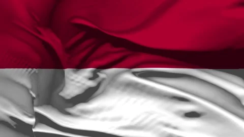 Closeup Indonesia Flag Wave Loop waving in wind Realistic Indonesia Flag bac Stock Footage 321939522