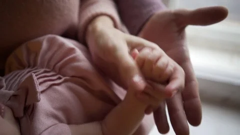 Closeup infant hands Video stock 83329836