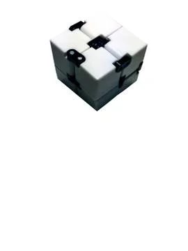 Closeup Infinity cube black and white on white background Stock Illustration