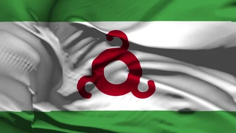 Closeup Ingushetia Flag Wave Loop waving in wind Realistic Ingushetia Flag b Stock Footage 321939537