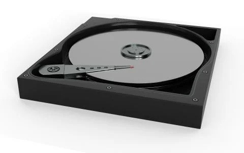 Closeup inside a hard disk drive HDD, magnetic surface and data reading Stock Illustration