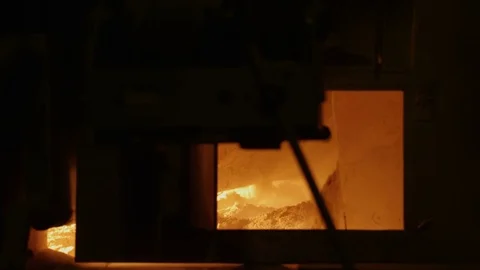 Closeup Inside View of Glass Melt Furnace Stock Footage 72737158