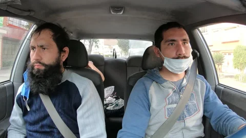 Closeup of the interior of a car driving through the city of lima Video stock 141878626