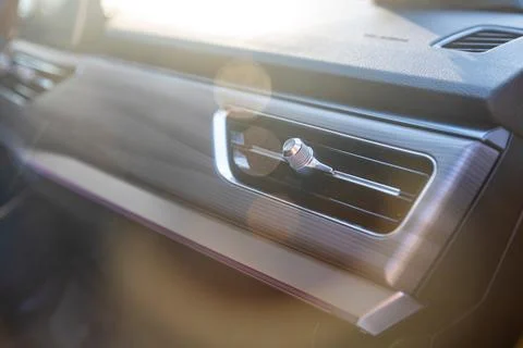Closeup of interior ventilation system deflectors. details of the interior of a Foto stock