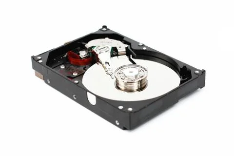 Closeup internal computer hard disk. Stock Photos