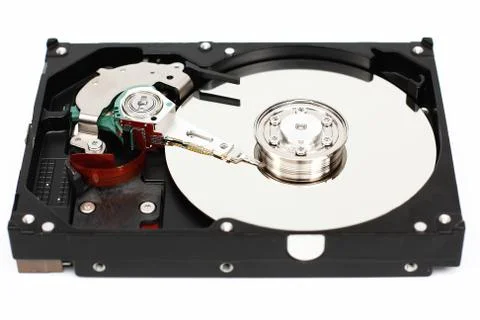 Closeup internal computer hard disk. Stock Photos