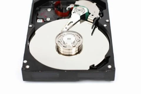 Closeup internal computer hard disk. Stock Photos