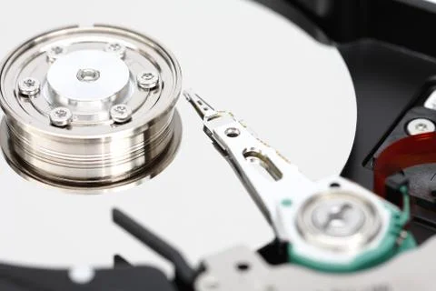 Closeup internal computer hard disk. Stock Photos