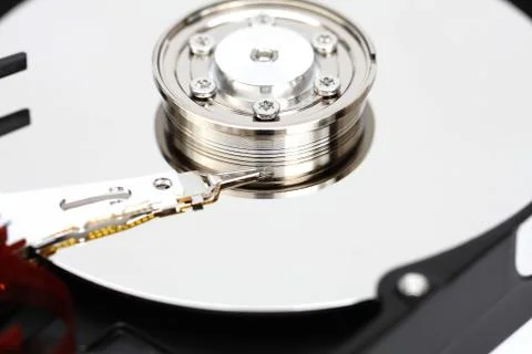 Closeup internal computer hard disk. Stock Photos