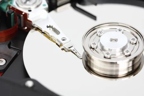 Closeup internal computer hard disk. Stock Photos