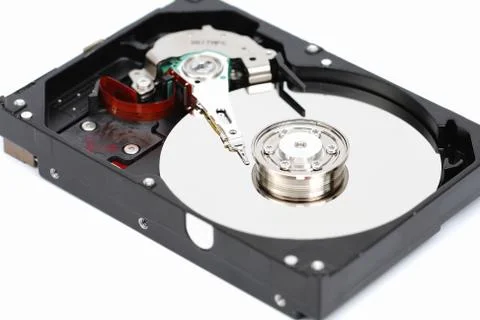 Closeup internal computer hard disk. Stock Photos