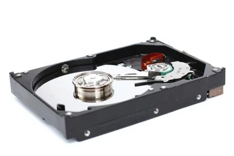 Closeup internal computer hard disk. Stock Photos