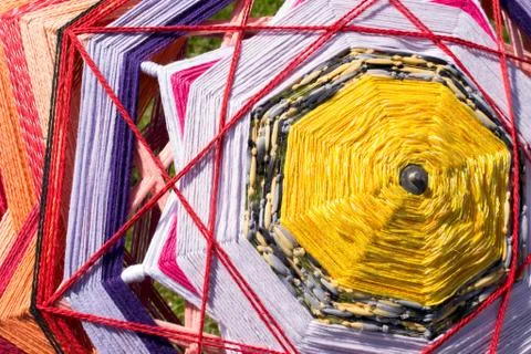 Closeup of interwoven  fabric forming a triangle circle Stock Photos