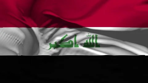 Closeup Iraq Flag Wave Loop waving in wind Realistic Iraq Flag background Stock Footage 322589010
