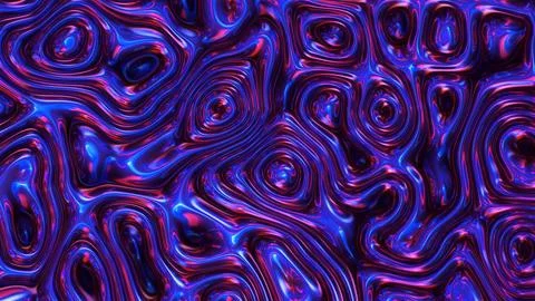 Closeup of iridescent organic maze pattern with glossy blue and magenta ridges Illustrazione stock