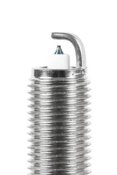 Closeup of iridium spark plug on white background Stock Photos