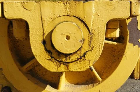 Closeup of an iron flywheel  Stock Photos