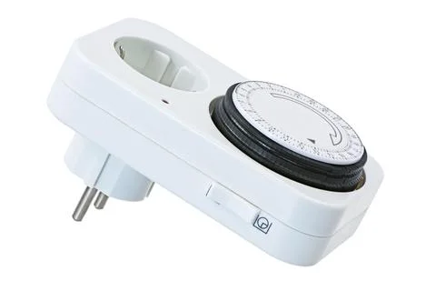 Closeup of an isolated electric plug with time swich Foto stock